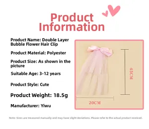 Vue détaillée du nœud rose à double couche avec tulle à pois pour petites filles