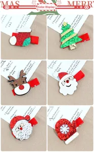 Détails des pinces à cheveux de Noël avec paillettes, pompons et motifs festifs