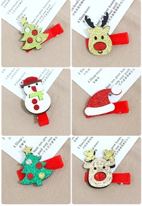 Détails des barrettes de Noël scintillantes avec rennes, bonhommes de neige et sapins