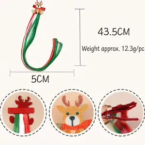 Christmas reindeer hair clip with sparkling glitter and colorful tricolor hair extension