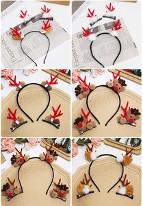 Détails de serre-têtes de Noël en peluche avec bois de renne et décorations festives