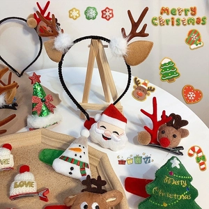 Serre-tête bois de Noël et assortiment de pinces à cheveux en peluche pour décoration festive
