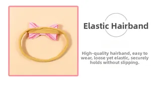Bandeau à nœud rose pailleté avec ruban en nylon élastique jaune pour bébé fille