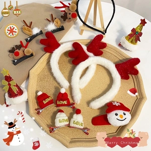 Serre-tête bois de renne de Noël et ensemble de pinces à cheveux festives en peluche
