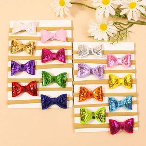 Lot de 15 bandeaux bébé avec nœuds en paillettes colorées et bandes en nylon élastique