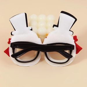 Weihnachtliche Partybrille mit Schneemann-Motiven und schwarzen Kunststoffrahmen für Feste