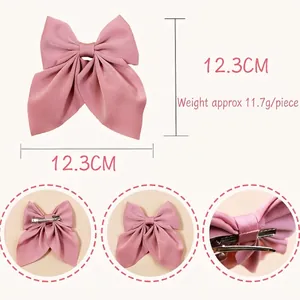 Noeud papillon rose pour filles avec dimensions et pince à bec de canard en métal