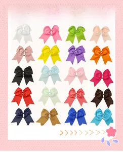 Detailed grid of 20 colors of grosgrain ribbon bow hair ties on display cards
