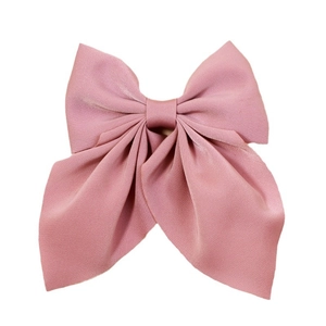 Pince à cheveux nœud en ruban gros-grain rose doux avec longs pans pour petites filles