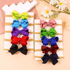 Kids Bow Headband Polyester Ribbon Soft Elastic Hair Band For Baby Girls Infant Toddler Daily Style Hair Accessories Decor