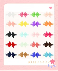 Detailed grid view of 20 assorted colors of grosgrain ribbon bow headbands for babies
