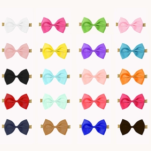 Baby Girl Grosgrain Ribbon Bow Headband Minimalist Elastic Nylon Hair Band Solid Color Toddler Infants Hair Accessories