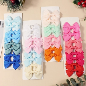 Barrettes à Cheveux Nœud en Ruban Gros-grain Faites à la Main pour Filles Enfants Pinces Croco Multicolores Accessoires