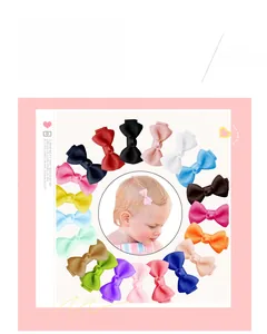Lot de 20 barrettes à nœuds en ruban gros-grain pour bébés filles en couleurs variées