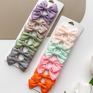 Lot de 16 barrettes à cheveux faites main avec nœuds en ruban gros-grain colorés