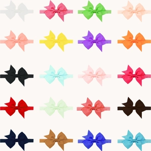 20pcs set of colorful grosgrain ribbon bow headbands with elastic bands for toddlers