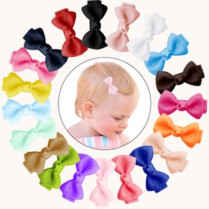 Barrettes Nœud en Ruban Gros-Grain Couleur Unie Faites à la Main pour Bébés Filles Accessoires Cheveux Mignons Avec Pinces Bec de Canard