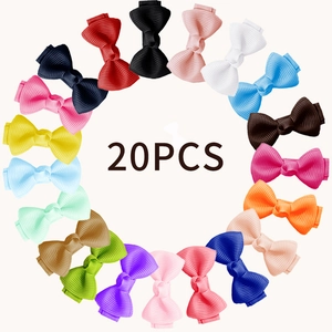 Set de 20 barrettes à cheveux colorées en ruban gros-grain pour fillettes et bébés