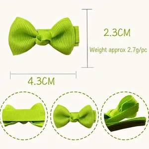 Barrette à cheveux avec nœud en gros-grain vert pour filles avec détails de taille