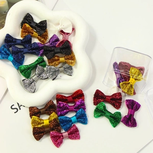 Set di fiocchi per capelli glitterati per bambini con scatola di plastica trasparente