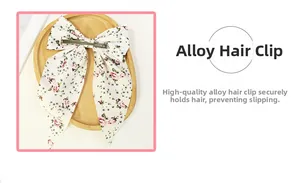 Detail showing high-quality floral pattern fabric and non-slip alloy hair clip mechanism