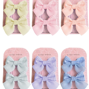 Lot de barrettes à cheveux avec nœuds en tissu à carreaux et organza multicolore