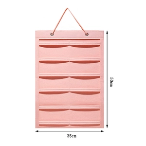 Pink felt wall hanging organizer for girls hair accessories, size 50cm by 35cm