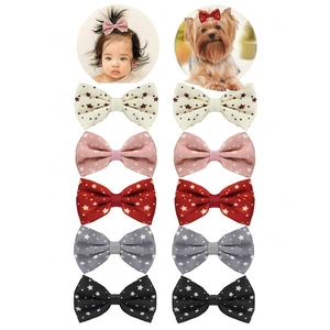 Lot de 10 barrettes nœuds à étoiles faites main pour bébés et animaux en cinq couleurs