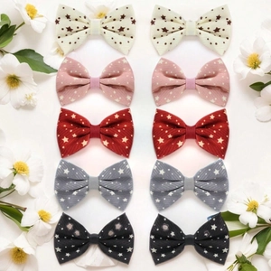 Lot de 10 Barrettes à Cheveux en Forme de Nœud à Motifs d'Étoiles Faites à la Main Douces Fraîches Épingles à Cheveux en Ruban de Polyester pour Filles Enfants