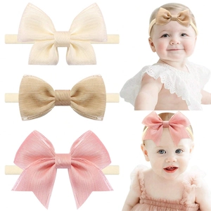 Handmade Baby Bow Headbands Set High Elastic Nylon Hair Bands For Newborn Infants Toddlers Sweet Hair Accessories Daily Wear