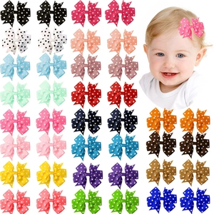 Handmade Polka Dot Grosgrain Ribbon Bow Hair Clips For Toddler Girls Sweet Polyester Hair Accessories Swallowtail Hair Clip