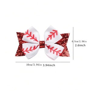 Noeud papillon cheveux baseball fait main avec rayures rouges et dimensions incluses