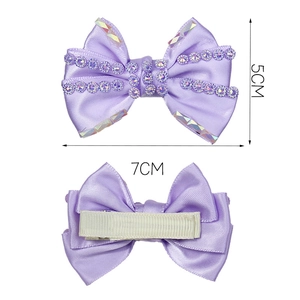 Nœud à cheveux violet fait main pour filles avec strass et pince à bec de canard