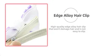 Detail of fabric wrapped alloy hair clip with bow showing anti-slip clip structure