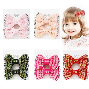 Handgefertigte Strass Schleife Haarspange Süße Glänzende Polyester Band Schnabelspange Für Mädchen Kinder Täglich Haar Accessoires