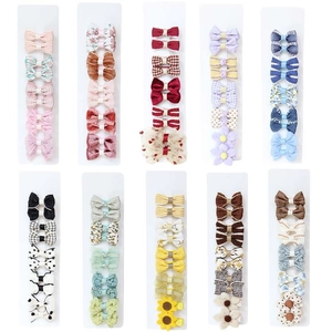 Handmade Fabric Bowknot Hair Clips For Girls Sweet Floral Plaid Pattern Duckbill Hairpins Hair Accessories Children Hair Decoration