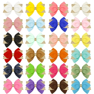 Pinces À Cheveux Nœuds Faites Main Pour Filles Ruban Gros-Grain Pailleté Pinces À Bec De Canard Accessoires De Coiffure