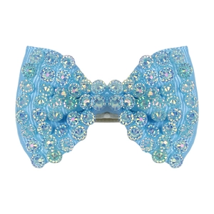 Sparkling blue rhinestone bow hair clip for children with elegant crystal embellishments