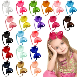 Serre-Tête Fait Main Avec Grand Nœud Ruban Gros-Grain Couleur Unie Douce Filles Enfants Mode Accessoires Cheveux Coiffe