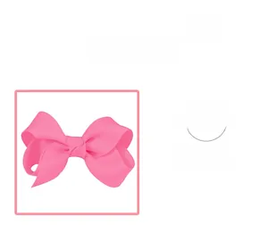 Detailed view of pink grosgrain ribbon bow showing ribbed texture and center knot