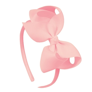 Serre-tête rose avec grand nœud en ruban gros-grain pour filles au style doux et épuré