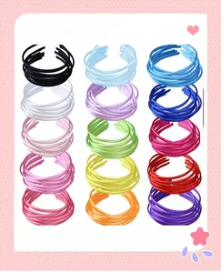 Lot de 15 serre-têtes en tissu pour enfants aux couleurs unies et variées