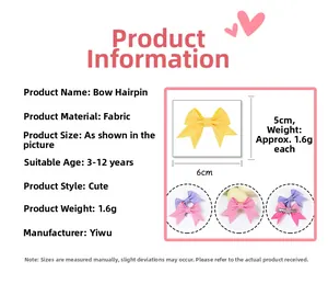 Handmade sequined bow hair clip for children with dimensions 6x5cm and 1.6g weight