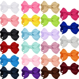 Set of 20 assorted colors 3-inch ribbed grosgrain hair bows for children and girls
