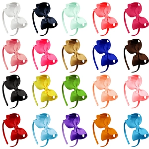 Lot de 20 serre-têtes colorés avec nœuds en ruban gros-grain pour filles en divers tons