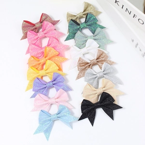 Glitter Fabric Bow Hair Clips For Kids Swallowtail Bowknot Barrettes Handmade Sparkly Hair Accessories For Girls Party