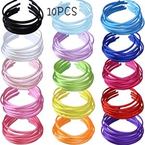 Lot de 10 serre-têtes en satin coloré pour enfants disponibles en quinze couleurs unies