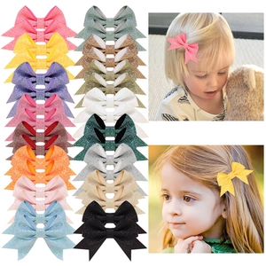 16-pack sequined bow hair clips for kids in various vibrant colors for girls' styling