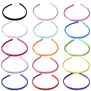 Lot de 15 serre-têtes en satin de couleurs unies assorties pour filles et enfants