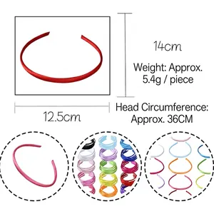 Serre-tête en satin uni pour enfants avec options multicolores et dimensions précises